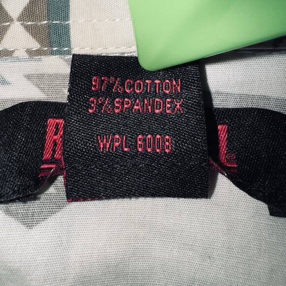 NWOT Rock Roll Denim Medium Cowgirl Aztec Western Shirt Women Blue White Rodeo - Picture 8 of 10